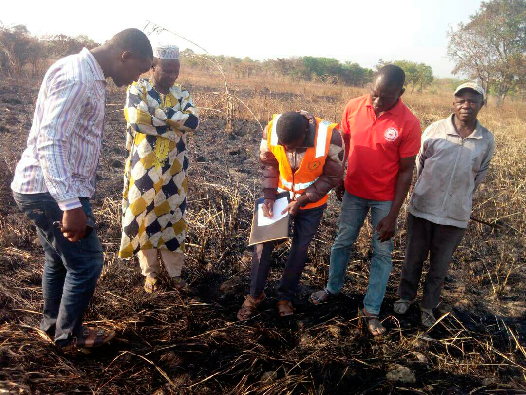 NADMO officials assessing the extent of damage on some farms