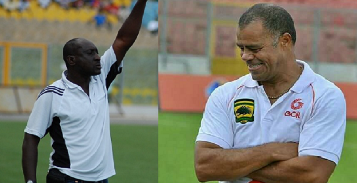 Yusif Abubakar  (left) and Steve Polack — Coach of Kotoko