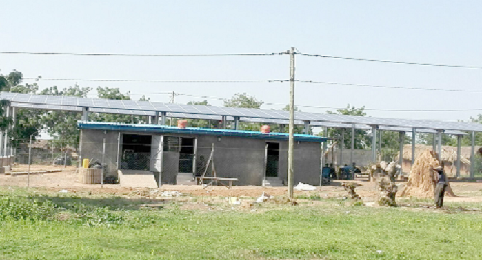  A renewable mini-grid electricity system under construction in one of the communities