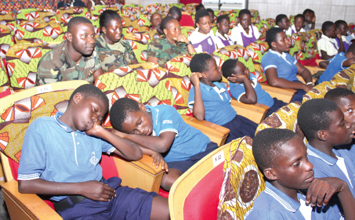 Some children captured sleeping as the event dragged into the night. 