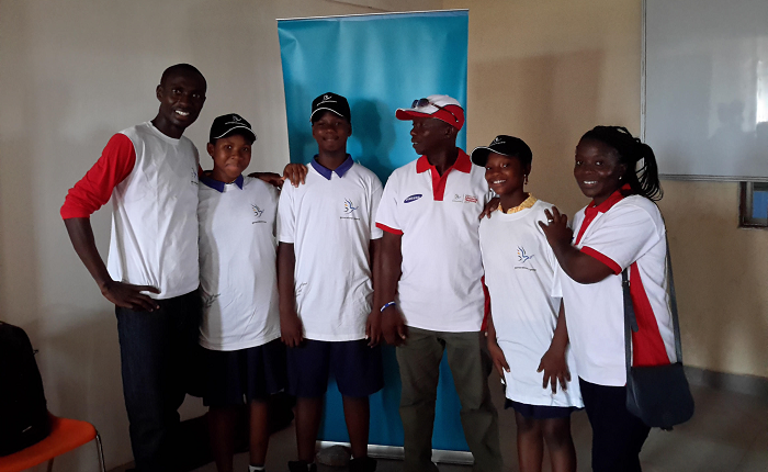 Mrs Naa Adei Boateng (1st right) and other executives of the club.
