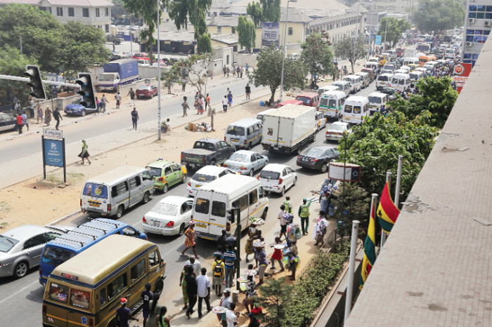 Heavy vehicular traffic towards the Accra central business district