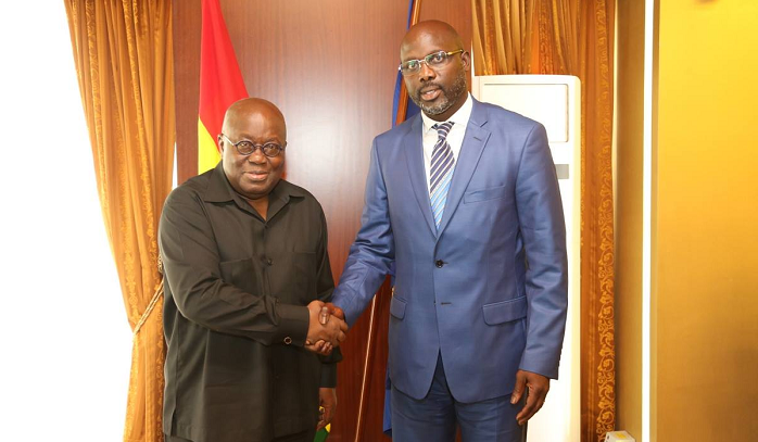 President Akufo-Addo (left) and George Oppong Weah