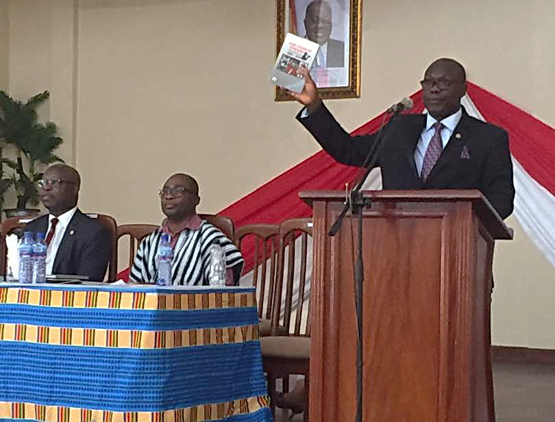 Admiral Geoffrey Mawuli Biekro (Rtd), former Navy Commander, launching the book