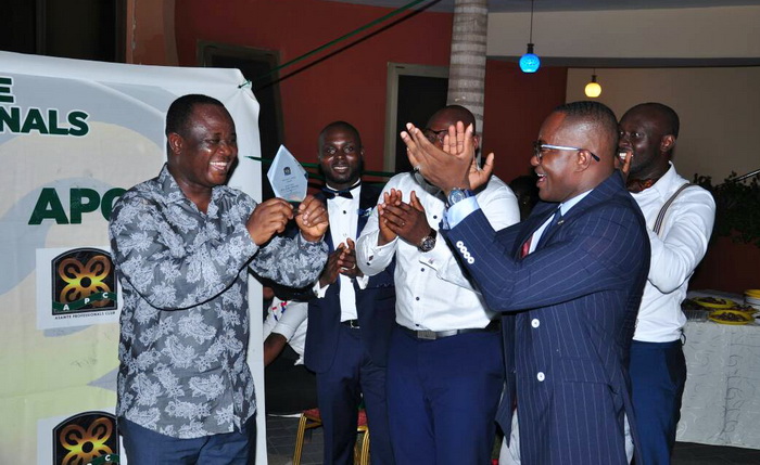 Mr Joe Osei-Owusu, Deputy Speaker of Parliament being presented with his award