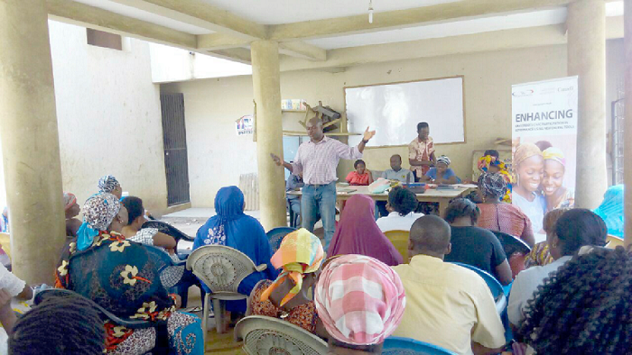  The Programmes Director at Penplusbytes, Mr Jerry Sam, addressing the participants