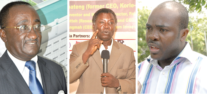 From left: Dr Owusu Afriyie Akoto for the Ministry of Food and Agriculture; Prof. Kwabena Frimpong-Boateng, the Ministry of Environment, Science, Technology and Innovation, and Mr Isaac Asiamah, the Ministry of Youth and Sports.