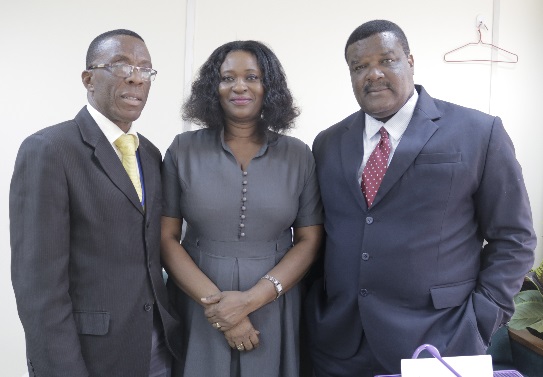 From L-R Exchequers Team Manager, Kester Ajao, Vivian Danquah-Adu and Exchequers Chairman Frank Awuku.