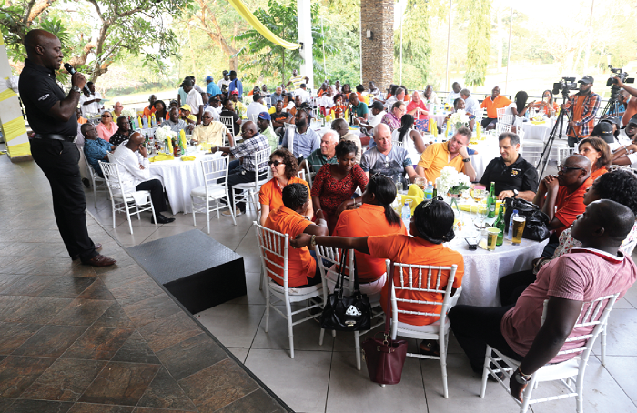  Mr Frank Adu jnr addressing members of the  Achimota Golf Club PICTURE BY Samuel Tei Adano