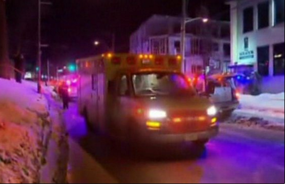 Police and ambulances surrounded the area around the mosque