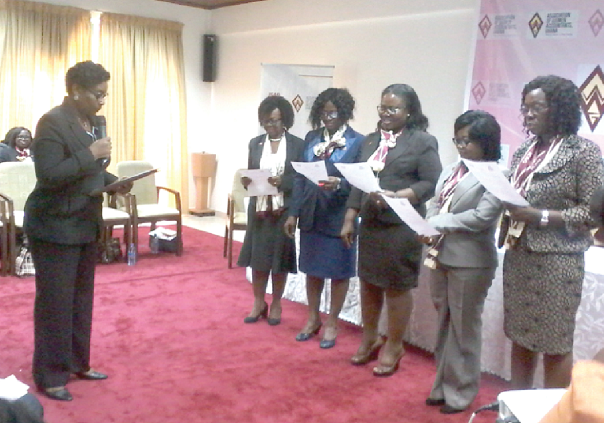  The new executive members of Association of Women Accountants, Ghana (AWAG) being sworn into office. 