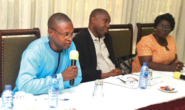 Mr Abdul-Nashiru Mohammed,Country Director,Water Aid Ghana delivering his welcome address