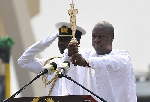 File photo :  President John Dramani Mahama takes the oath during his inauguration ceremony at the Independence Square