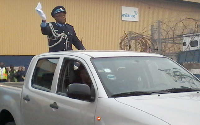 Mr Abbey waving to the gathering