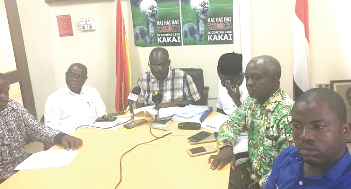• Mr Isaac Bampoe-Addo (2nd left) addressing the media