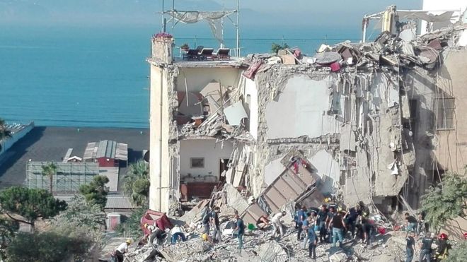 The collapse happened in a district near Pompeii and Mt Vesuvius