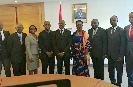 Mrs Ursula Owusu-Ekuful (4th right) with board members, including Mr Kwaku Sakyi-Addo (middle)
