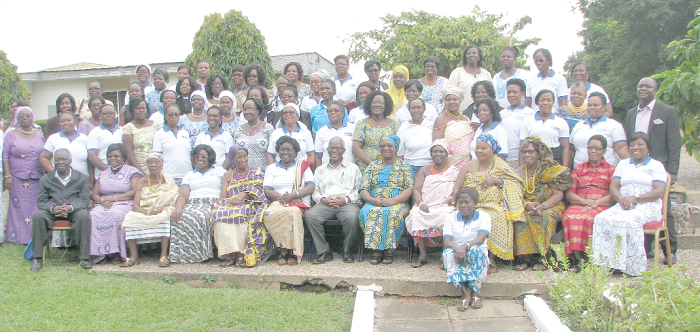 • Mrs Kokoi-Mottah Teye (6th left) with some members of the  International Interfaith Women's Network for Peace Development Ghana and some participants. Picture: ESTHER ADJEI
