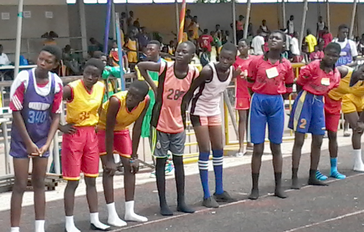 Some of the female long jumpers getting ready for action.