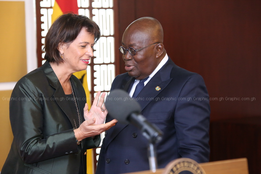 President Akufo-Addo in a tête-à-tête with the President of Switzerland, Ms Doris Leuthard