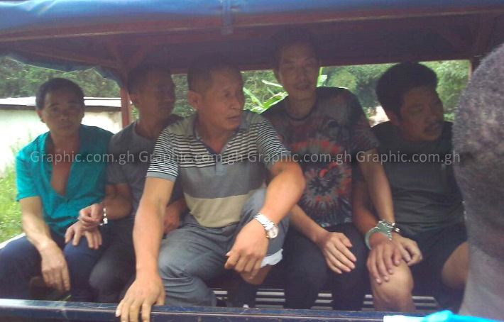 Some of the illegal Chinese miners in police custody