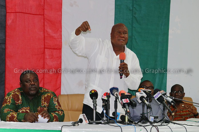 Mr Kofi Portuphy, NDC National Chairman, speaking at the press conference. Picture: Asembi Kingsley Winfred
