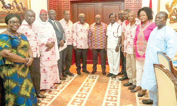 The delegation from the Ghana Red Cross Society with President Nana Addo Dankwa Akufo-Addo and some of his ministers