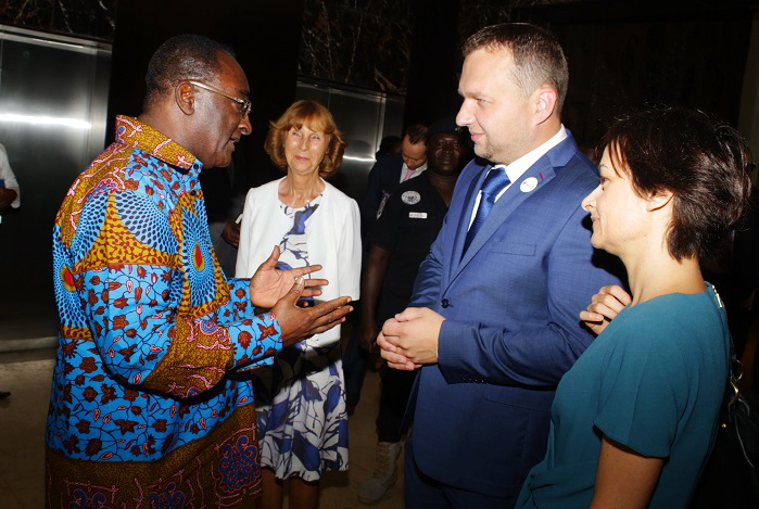 Dr Owusu Afriyie Akoto (left), Minister of Food and Agriculture, interacting with Mr Marian Jurecka (2nd right), the Minister of Agriculture of the Czech Republic