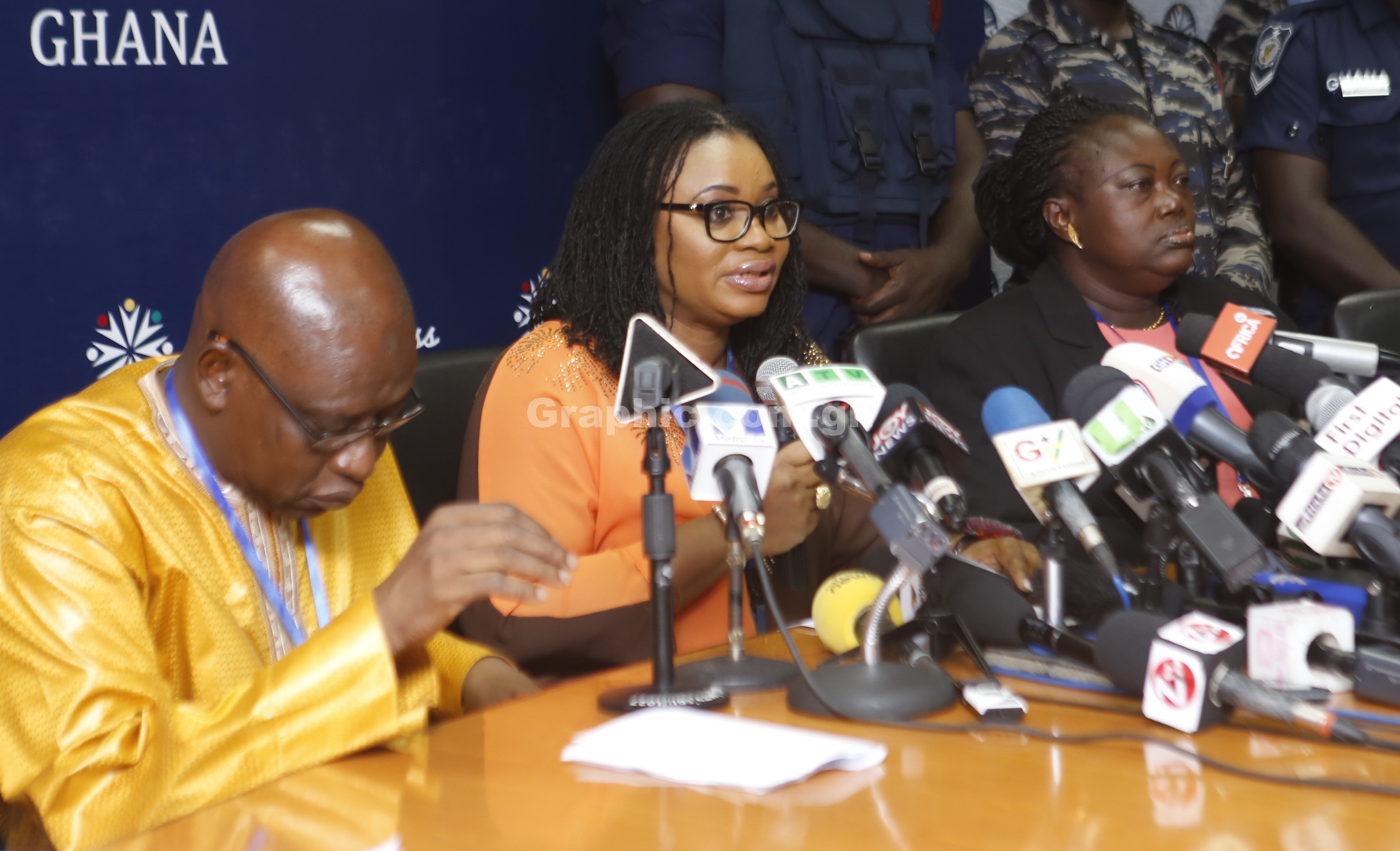 From left: Mr Amadu-Sulley - Deputy Commissioner, Mrs Charlotte Osei - EC Boss, and Mrs Georgina Opoku Amankwah - Deputy Commissioner