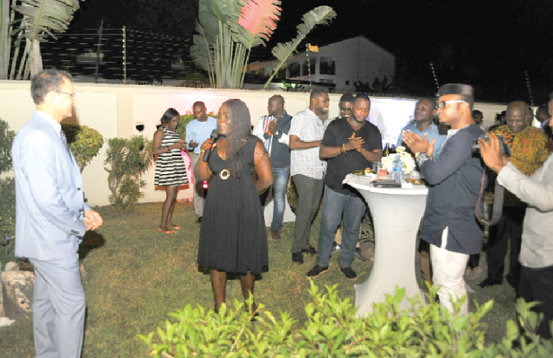 Ms Elsie Appau (with microphone) introducing Mr Paramjit Anand (left) at the launch