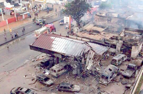 The scene of the June 3 twin flood-fire disaster in Accra in 2015