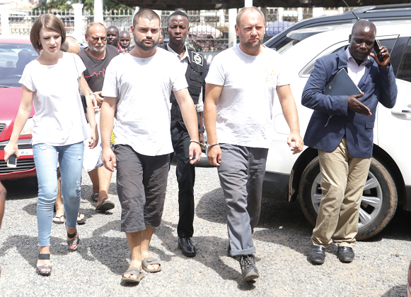 The galamsey suspects arriving at the court