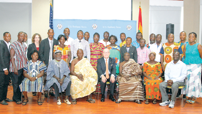  Ambassador Robert P. Jackson and Small Grants recipients at the US Embassy in Accra