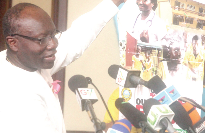 Mr Ken Ofori-Atta (left), the Minister of Finance, launching the campaign. Picture: MAXWELL OCLOO
