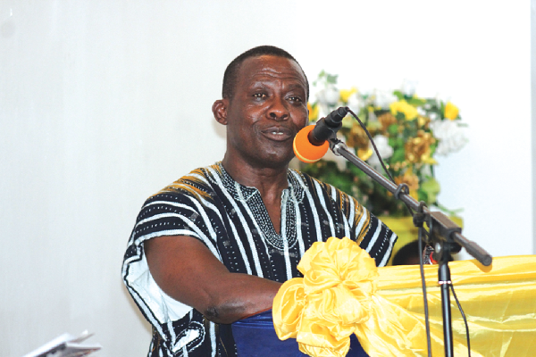  Okatakyie Nana Anim I (left), President of Ghana Tourism Federation, giving a remark. Picture: Benedict Obuobi