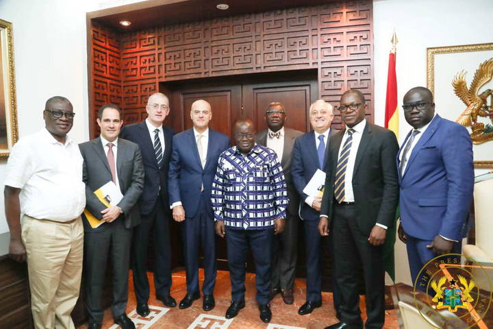 President Nana Addo Dankwa Akufo-Addo (middle) with Mr Claudio Descalzi after the meeting. With them are some government officials and officials of ENI