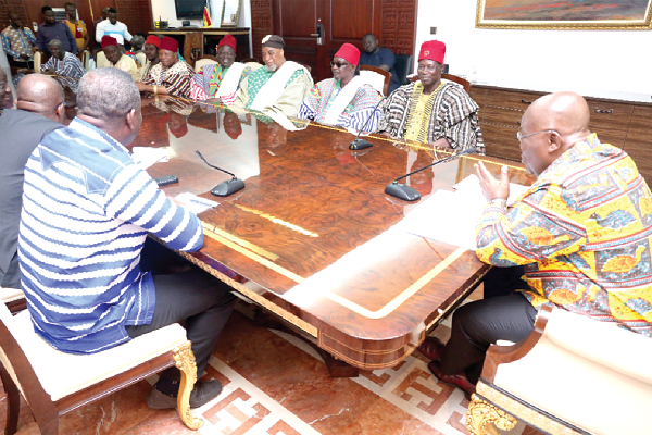  President Akufo-Addo speaking to members of the Standing Committee of the Upper East Regional House of Chiefs at the Flagstaff House in Accra