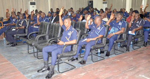 The Accra Regional Police Commander, Deputy Commissioner of Police (DCOP) Mr George Mensah, addressing the participants in the workshop