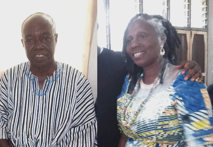 Mr Ernest Kojo Mallet — Biakoye DCE (left) and Madam Comfort Attah — South Dayi DCE