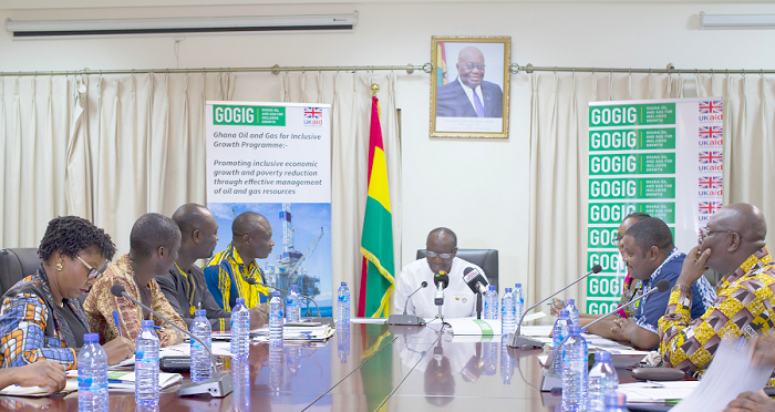 Mr Ken Ofori-Atta (Head of table) addressing members of the committee. 
