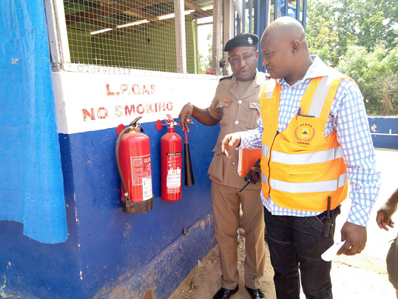 Some members of the team examining gas cylinders at one of the gas stations