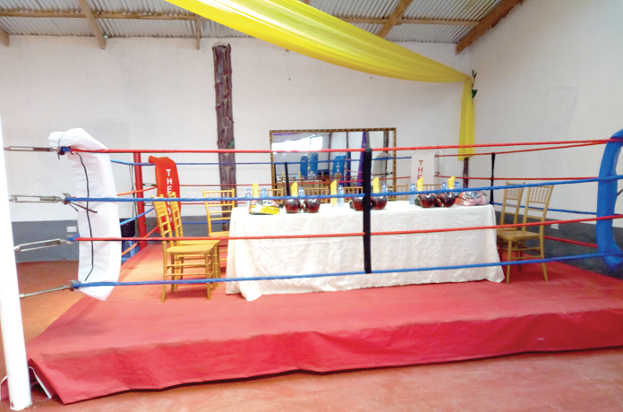 Inside ‘The Gym’  a new boxing gymnasium at Osikan Beach in Accra