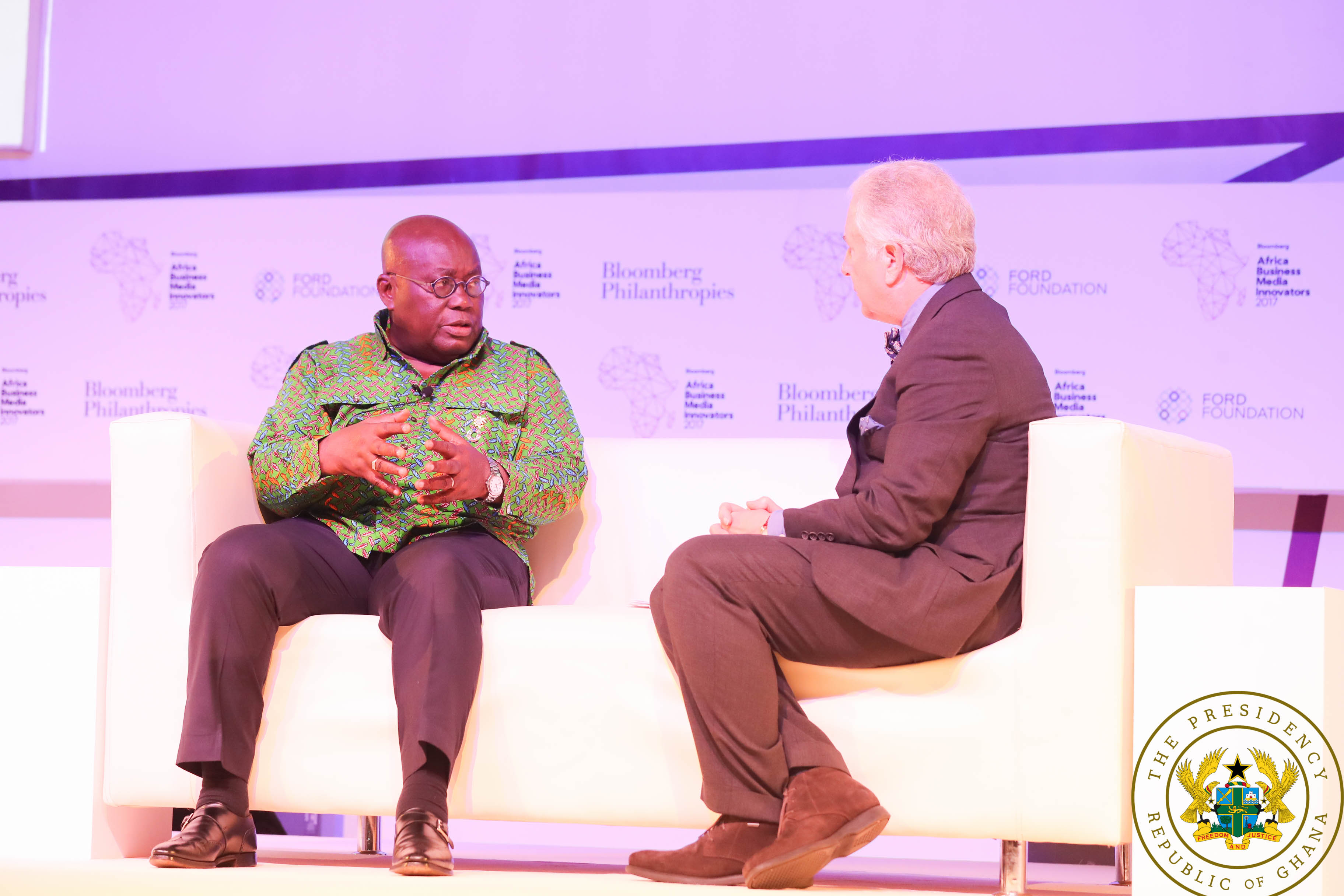 President Akufo-Addo with Matthew WInkler, Editor-in-Chief of Bloomberg