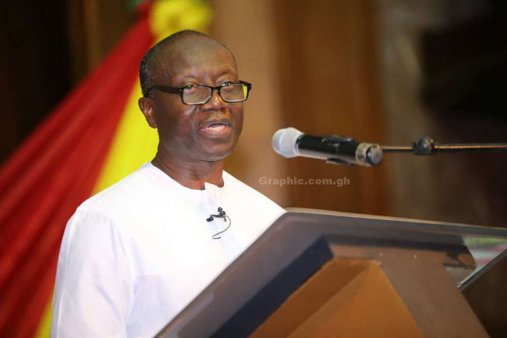  Mr Ken Ofori-Atta, the Finance Minister, and Vice-President Mahamudu Bawumia on their way to the Parliament House