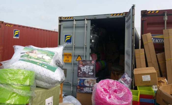Some of the containers that were opened for intrusive examination by Customs at the Golden Jubilee Terminal.
