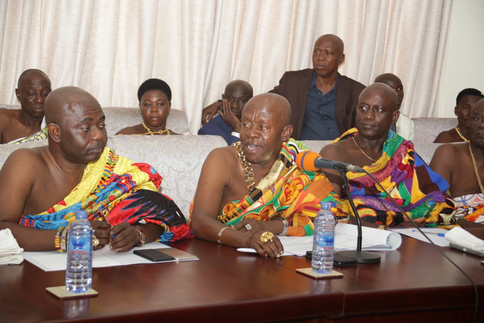 Ogyeahoho Yaw Gyebi II (2nd left), President of the Western Regional House of Chiefs addressing the event