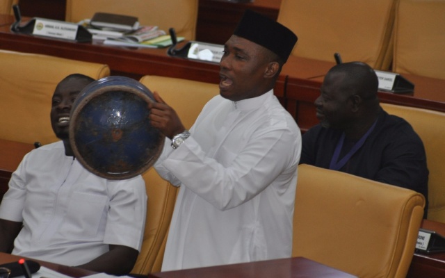 MP for Tarkwa-Nsuaem, Mr George Mireku Duker, raised the gas cylinder to support his claim that the cylinder recirculation model of Liquefied Petroleum Gas (LPG) announced by the government would ensure the integrity of gas cylinders and prevent gas explosions.