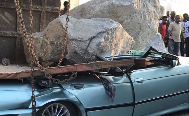 Two die as rocks smash BMW car in Tema