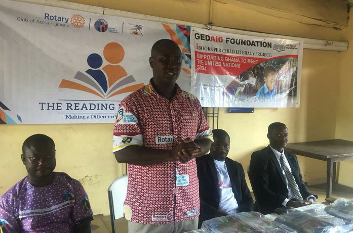 President of the Rotary Club, Accra Labone, Mr George Agyekum, speaking at the function 