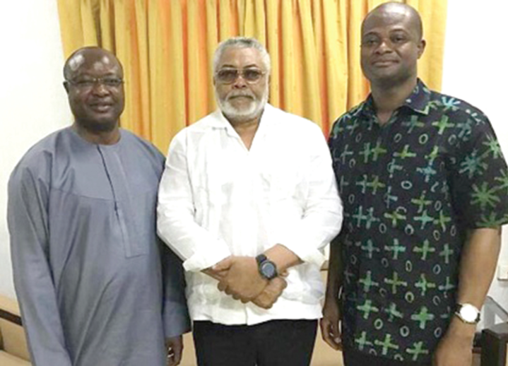 From left: Sam Sumana, J.J. Rawlings and Dr Raymond Atubuga during a courtesy call on the former President